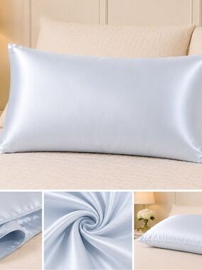 Silky Light Blue Satin Pillowcase - Luxury Home Bedding